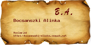 Bocsanszki Alinka névjegykártya